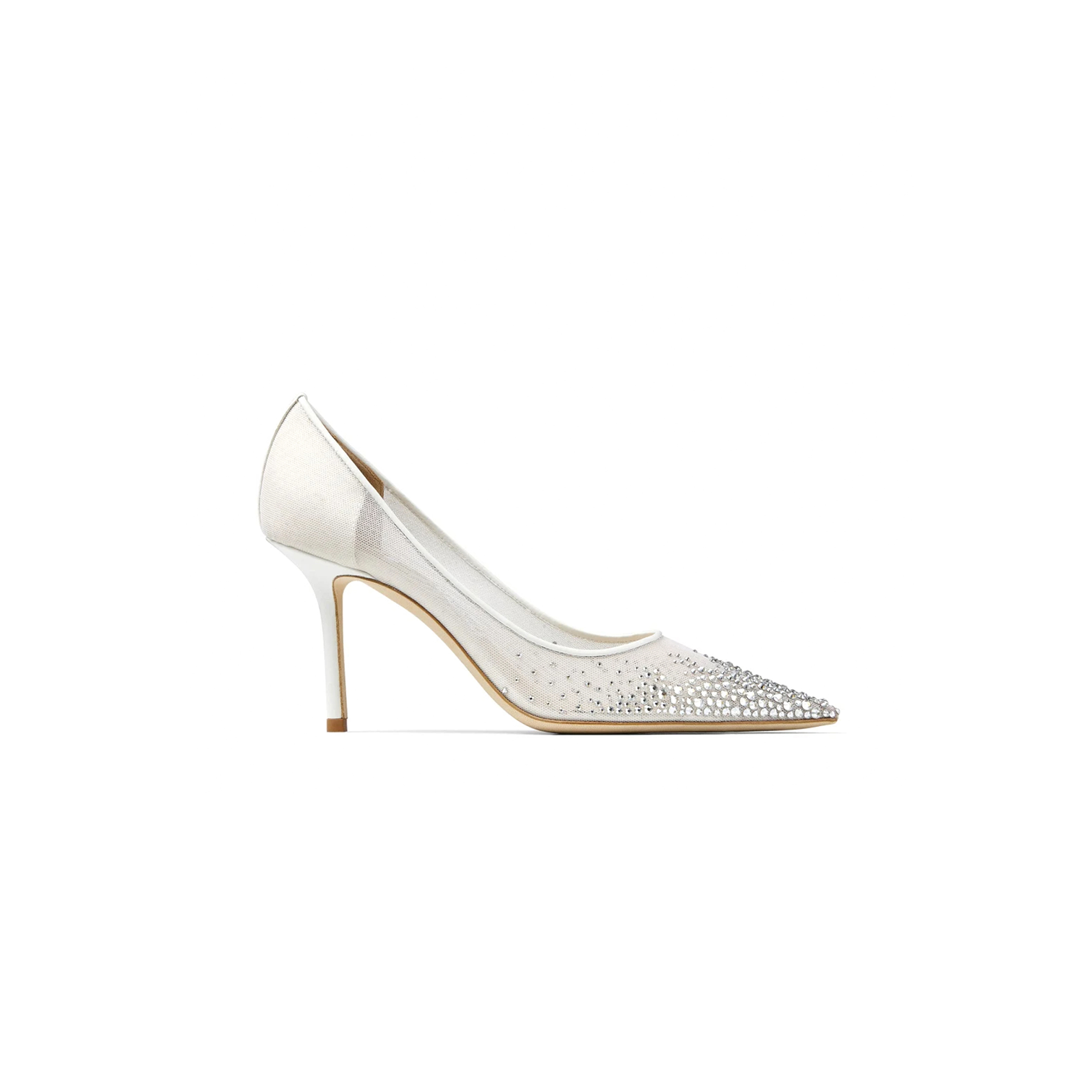 JIMMY CHOO LOVE 85 WHITE MESH POINTED-TOE PUMPS WITH DÉGRADÉ CRYSTALS LOVE85NYT JIMMY CHOO LOVE 85 WHITE MESH POINTED-TOE PUMPS WITH DÉGRADÉ CRYSTALS LOVE85NYT